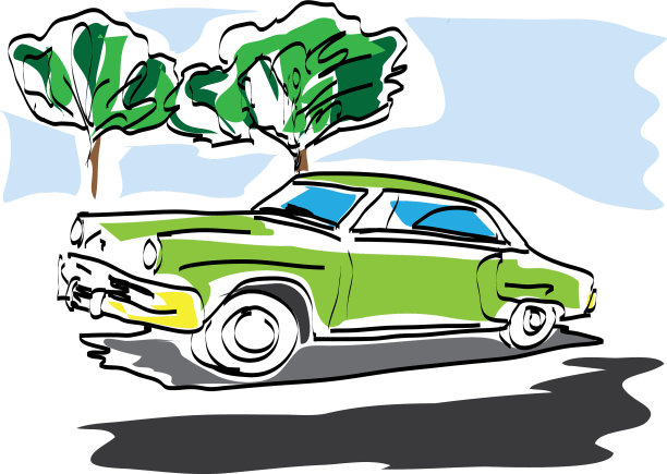 一辆旧汽车在路上图片下载