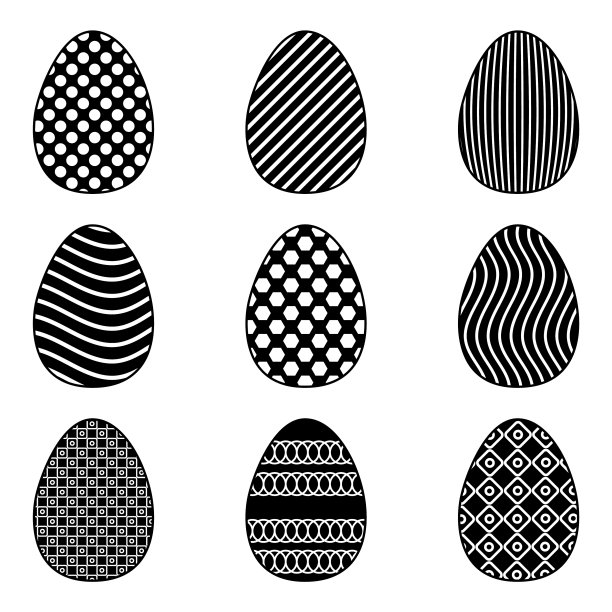 在白色上设置不同图案的复活节彩蛋图片下载