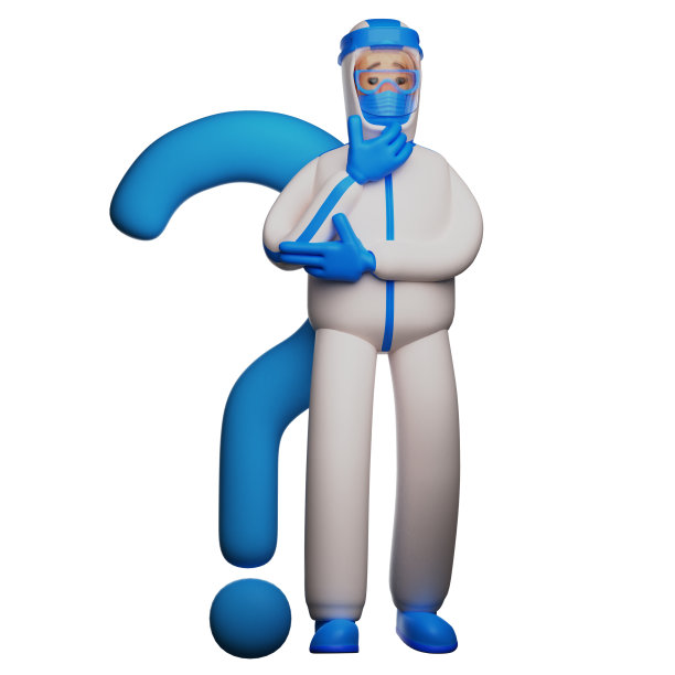 3D急救人员与危险品卡通图片显示困惑的表情图片下载