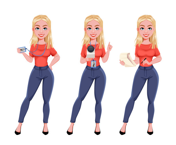 年轻微笑的女记者女记者图片下载