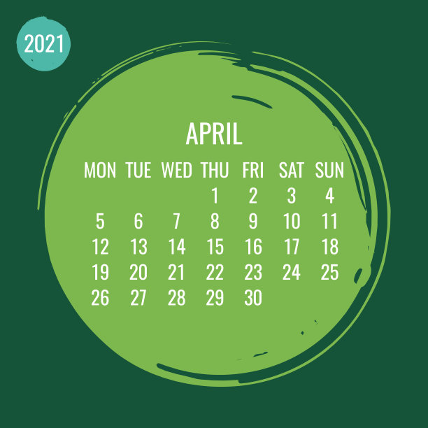 2021年4月月度笔画日历图片下载
