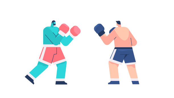 两个职业拳击手在竞技场上搏斗图片下载