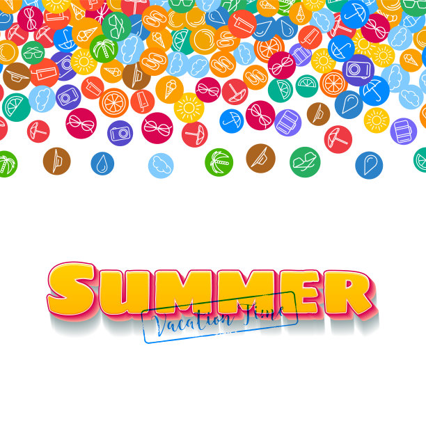 假期背景与分散的夏季图标图片下载