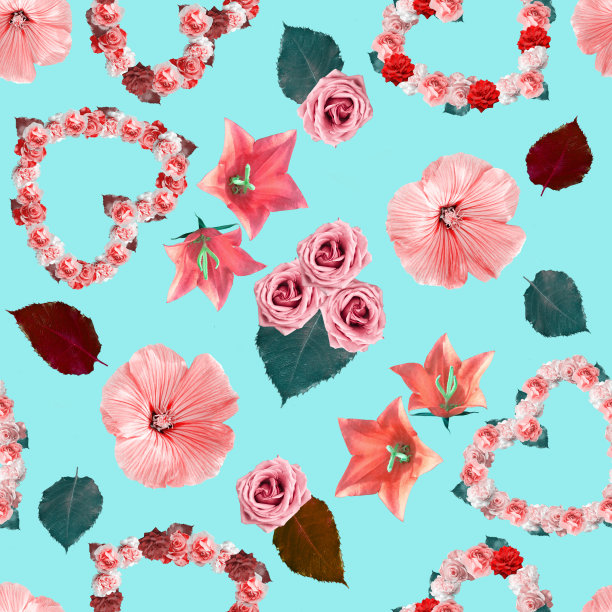 无缝夏日图案，不同颜色。广场上种植图片下载