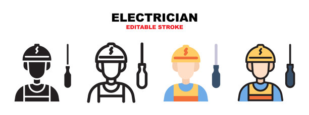 电工图标设置不同的风格图片下载