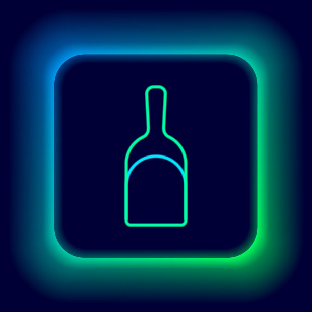 发光的霓虹灯线簸箕图标孤立在黑色图片下载