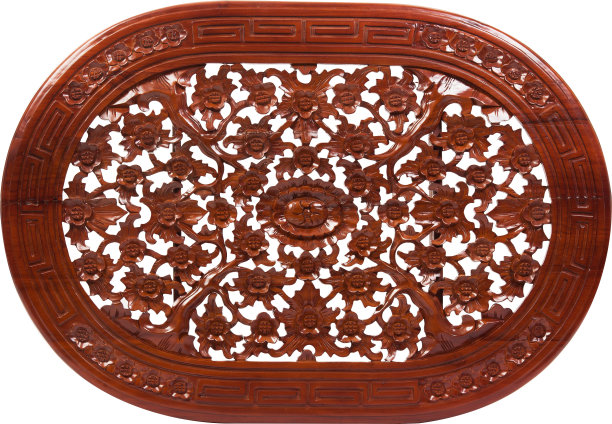 木制的棕色古董雕刻书桌孤立图片下载