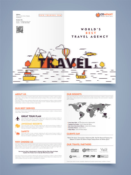 旅游和旅行传单横幅或模板图片下载