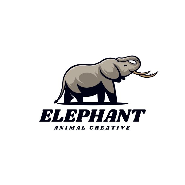 矢量插图大象简单吉祥物风格。图片下载