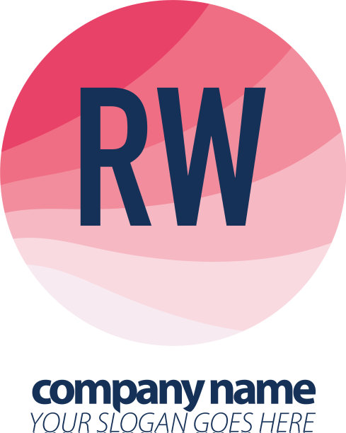 首字母rw彩色圆形标志设计图片下载