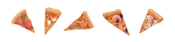 搭配不同的披萨片图片下载