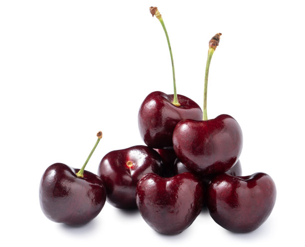 美丽和美味的樱桃水果孤立在白色的桌子背景。图片下载