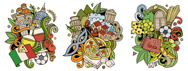 意大利卡通涂鸦设计集图片下载