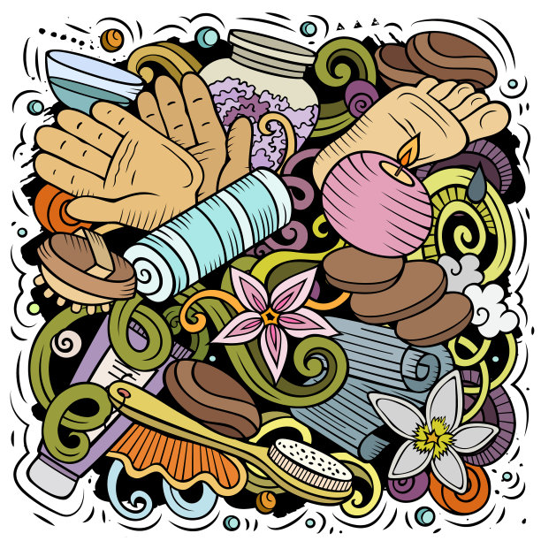 按摩手绘涂鸦水疗沙龙海报图片下载