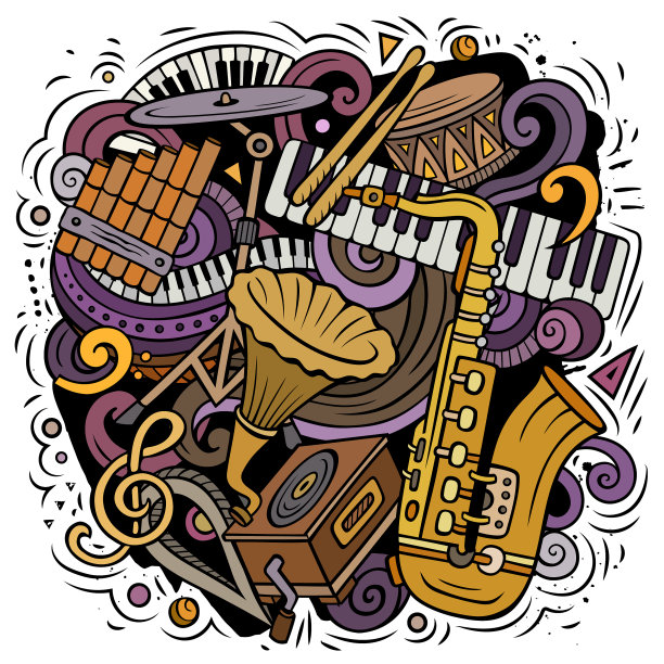 卡通涂鸦，古典音乐图片下载