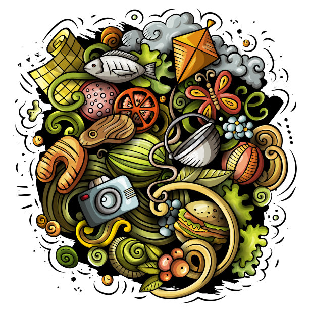 野餐卡通涂鸦有趣的设计图片下载