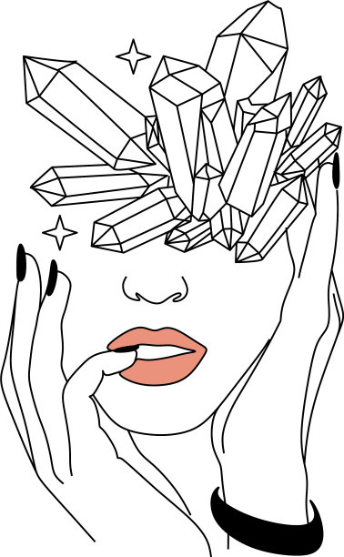 最小线条艺术女人水晶头线条画图片下载