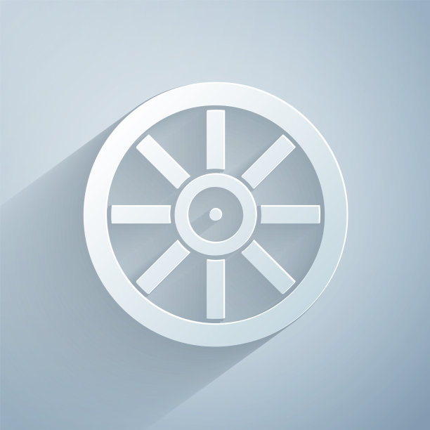 剪纸旧木轮图标孤立在灰色图片下载