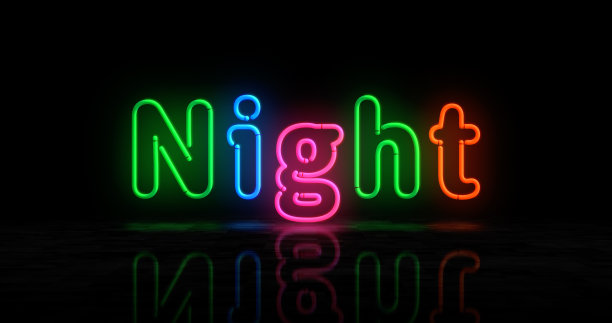 夜晚霓虹3d插图图片下载