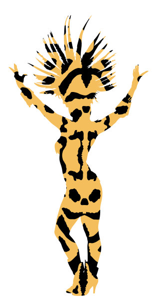 迷人的女士在动物印花国王猎豹图片下载