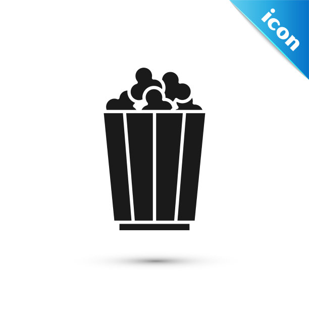 灰色爆米花在纸板箱图标隔离上图片下载