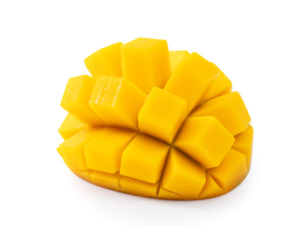 美丽美味的芒果孤立在白色的桌子背景。图片下载