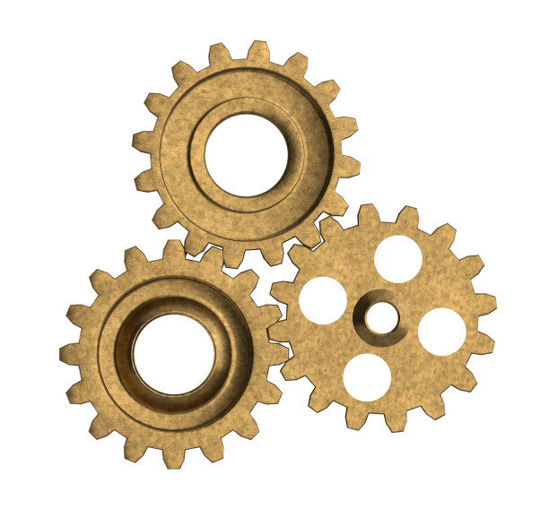 孤立齿轮和齿轮机构。高科技数字技术与工程的概念。三维渲染图片下载