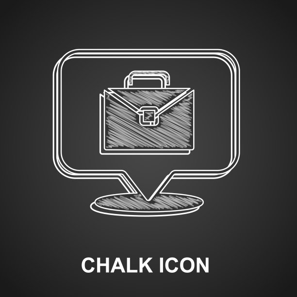 粉笔联机工作图标孤立在黑色图片下载