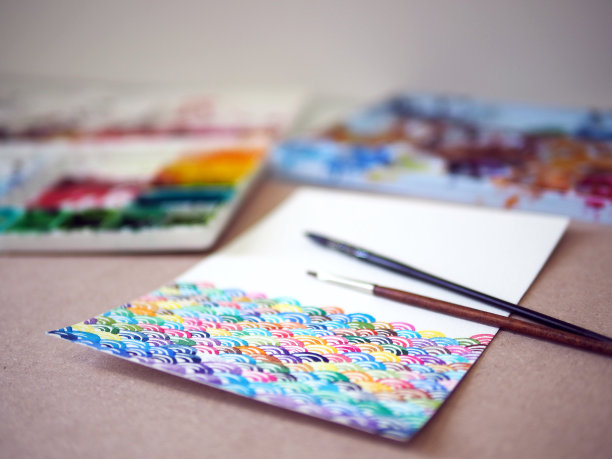 波浪水彩画艺术班工作坊色彩背景创意艺术家教育生活休闲爱好绘画工作室插画设计选择性重点图片下载