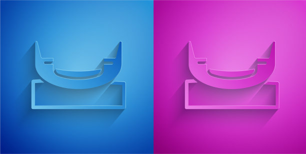 剪纸船摆动图标孤立在蓝色和图片下载