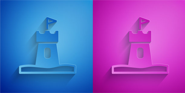 剪纸沙塔图标孤立在蓝色和图片下载