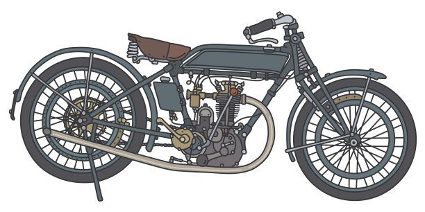 老式的绿色摩托车图片下载