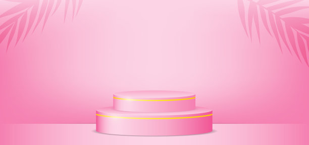 矢量插图3D粉红色背景与讲台。向量可编辑图片下载