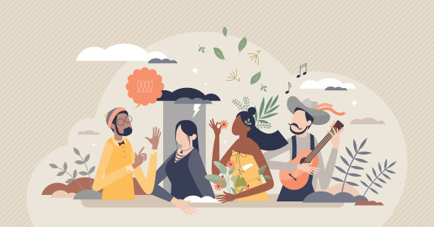 亚文化和身份表达与服装风格的小人概念图片下载