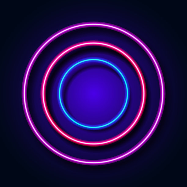 抽象背景与霓虹灯圆形框架的背景。矢量图图片下载