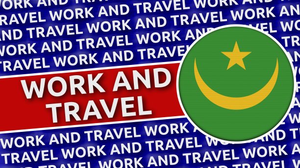 带有工作和旅行头衔的毛里塔尼亚圆形旗帜图片下载