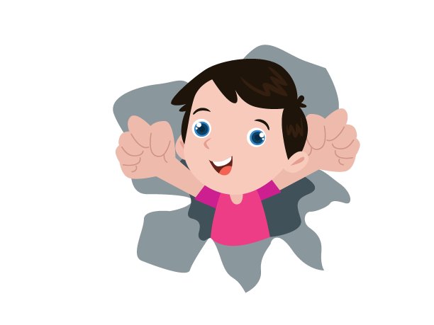 快乐的男孩在撕破的纸中寻找图片下载