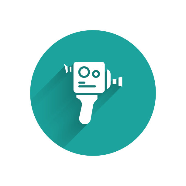 白色复古电影相机图标孤立与长图片下载