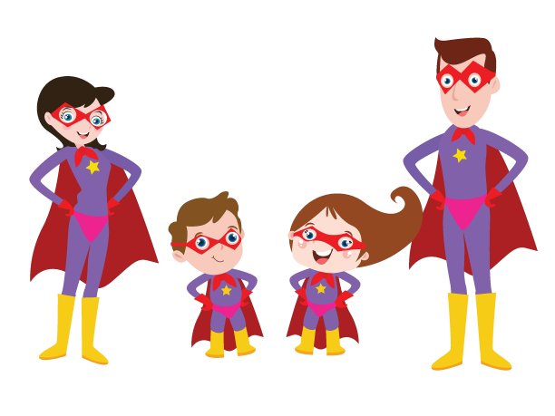 一家人一起穿着超级英雄的服装图片下载