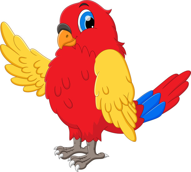 白色背景上摇摆的卡通小鸟图片下载