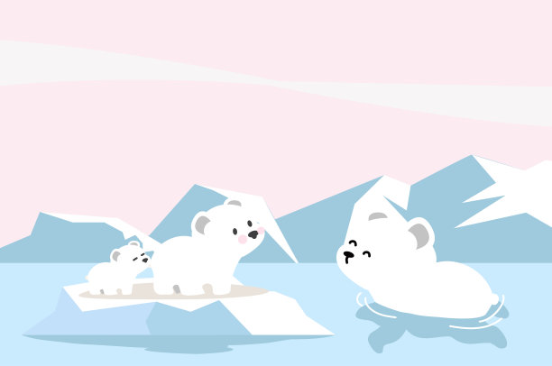 北极北极熊家族北极景观图片下载