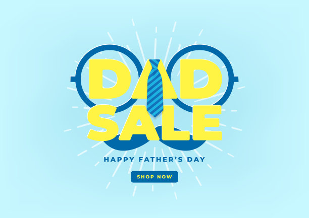 父亲节销售横幅模板与领带快乐。矢量插图。图片下载