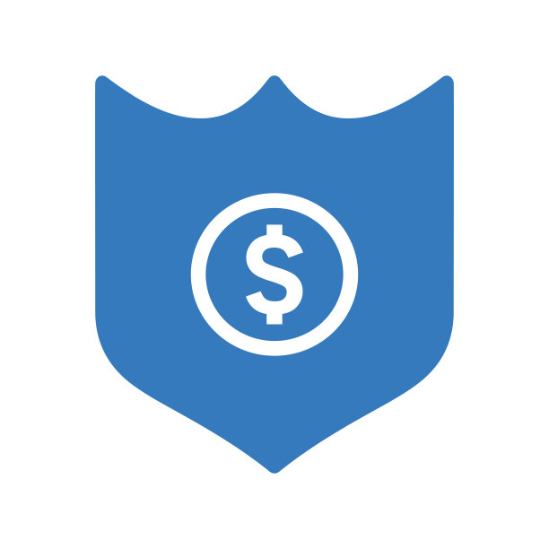 保护，美元，保护图标。蓝色的向量。图片下载