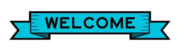 复古的蓝色丝带横幅与欢迎字在白色的背景图片下载