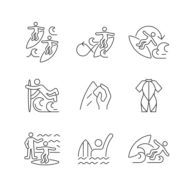 水面运动线性图标集图片下载