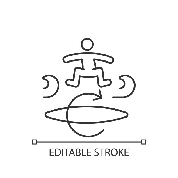 Kickflip冲浪技术线性图标图片下载