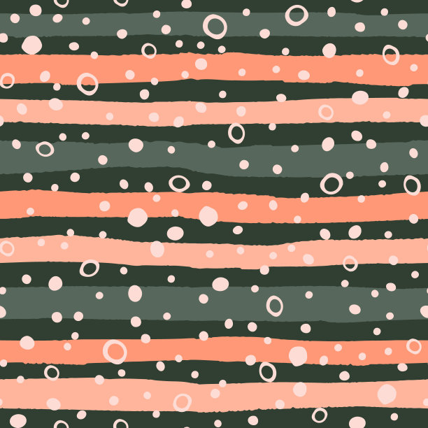圆点和圆上的彩色条纹无缝重复图案。图片下载
