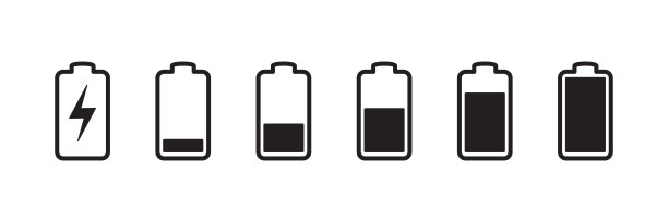 电池充电指标。能源的图标。电池充电说明。智能手机电源指示灯。图片下载