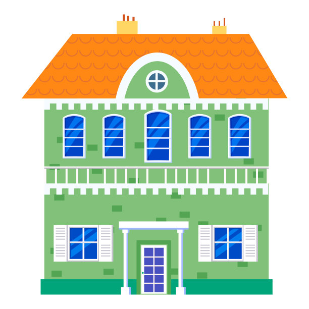 房前屋后景色，五彩缤纷的地产。卡通城市近郊建筑，矢量插图图片下载