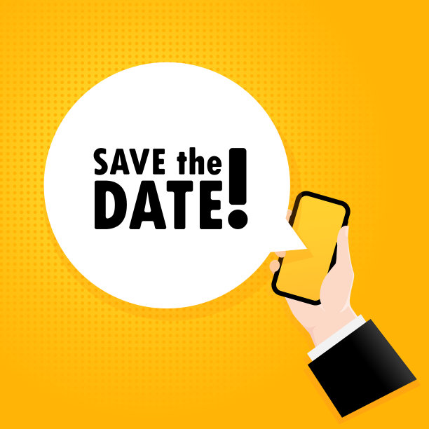 保存日期。智能手机的泡泡短信。带有文本的海报保存日期。漫画的复古风格。手机应用语音泡泡。向量EPS 10。孤立在背景图片下载